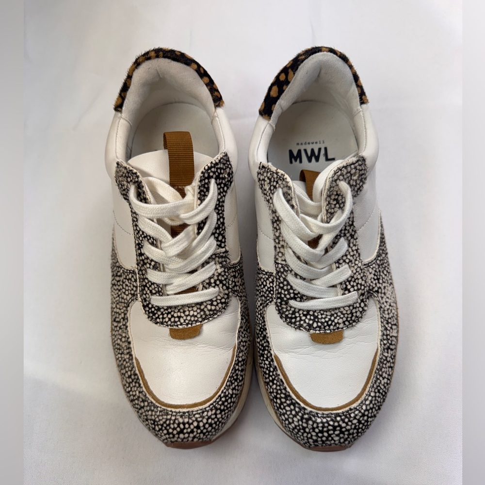 Madewell MWL Kickoff Trainer Sneakers | Spot Dot + Leopard Calf Hair Size 7.5 - Picture 2 of 10